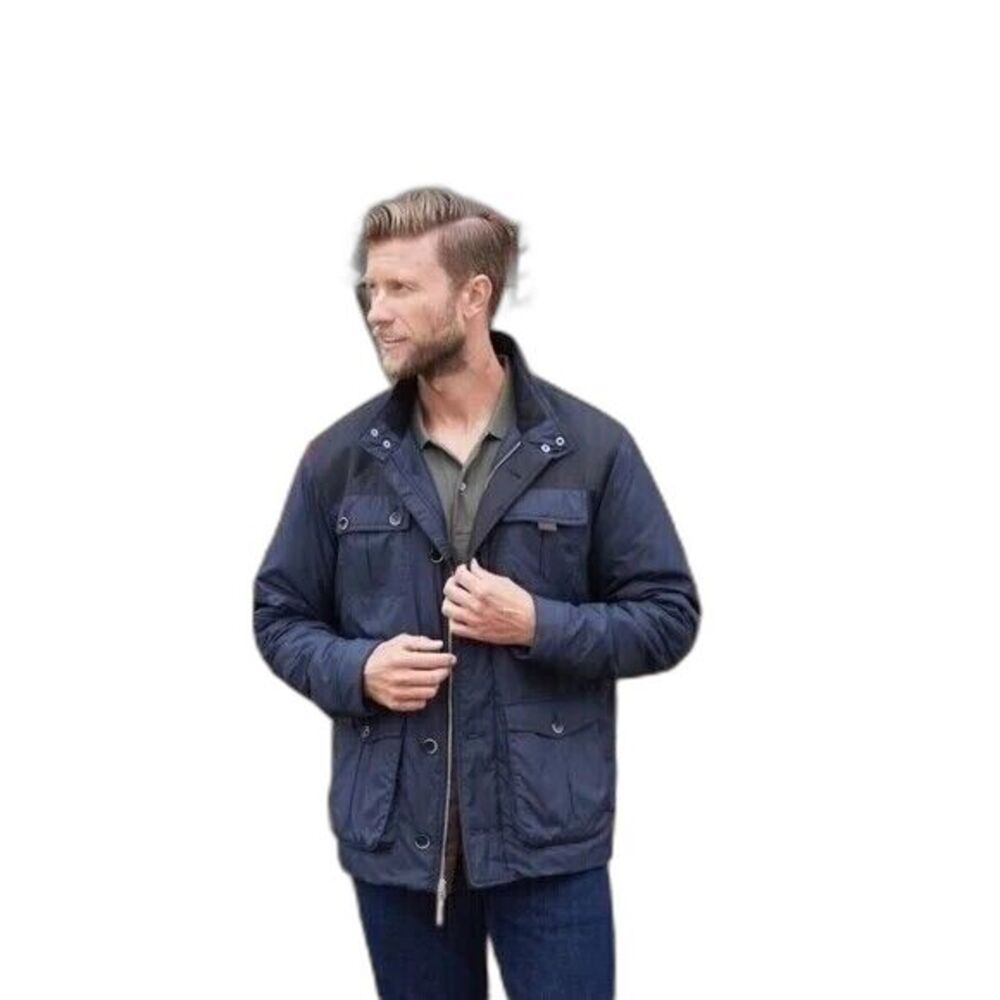 UNTUCKit Size XL Mens Jacket Rodier Navy Blue Zip Button Front
